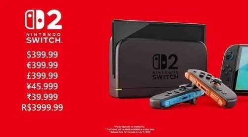 任天堂Switch 2售价揭晓：日版2427元、多语版3398元