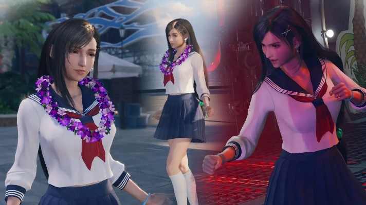 《最终幻想7：重生》Mod新装：蒂法高中校服清纯亮相