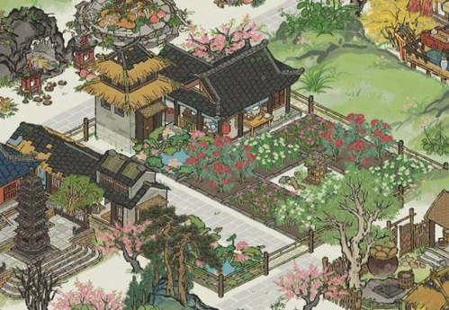 江南百景图人工湖与白花树林布局技巧