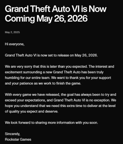 《GTA6》跳票震撼业界，微软大作或受牵连，创新力再受考验