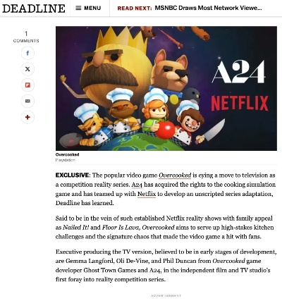 《胡闹厨房》真人秀首曝！A24网飞联手打造无剧本竞技盛宴